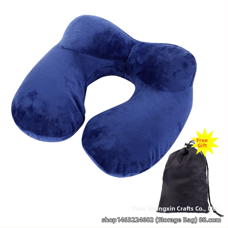 Nafukovacia U-štýlová vankúš na krk s výplňou z polyesterových vlákien a poťahom z juhokórejského velúru, moderný minimalistický štýl, cestovný vankúš, hmotnosť do 0,5 kg