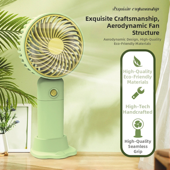 USB įkraunamas stalinis mini ventiliatorius su telefono laikikliu, 3 mentelės, 3 greičiai, triukšmas 36-45 dB