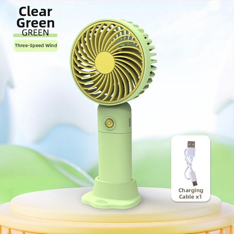 USB įkraunamas stalinis mini ventiliatorius su telefono laikikliu, 3 mentelės, 3 greičiai, triukšmas 36-45 dB