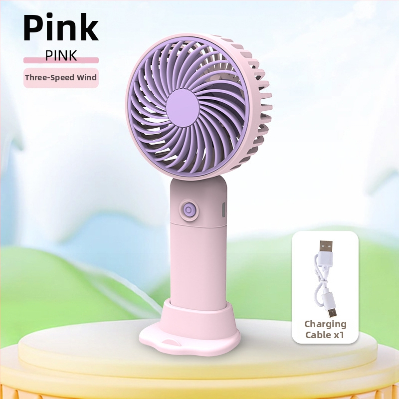 USB įkraunamas stalinis mini ventiliatorius su telefono laikikliu, 3 mentelės, 3 greičiai, triukšmas 36-45 dB