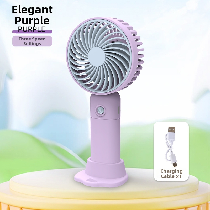 USB įkraunamas stalinis mini ventiliatorius su telefono laikikliu, 3 mentelės, 3 greičiai, triukšmas 36-45 dB
