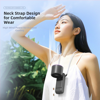 Rankinis sulankstomas aušintuvo ventiliatorius su bešepiniu varikliu, 3.7V 5W, įkraunama ličio baterija 1200–2000 mAh, triukšmas iki 36 dB, bežingsnė greičio reguliavimas, svoris 250 g, matmenys 185×65×65 mm