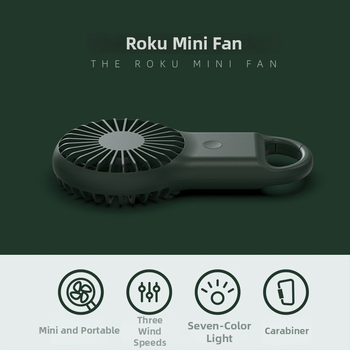 Rankinis USB mini ventiliatorius su įmontuota baterija, 3 greičiai, 5V 2W, veikimo laikas 3–6 valandos