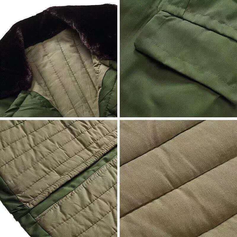 Uniszex pamut téli kabát katonai stílusban, szélvédett és meleg (Pamut; Légáteresztő; Meleg; Nedvesség-elvezetés; Tél)