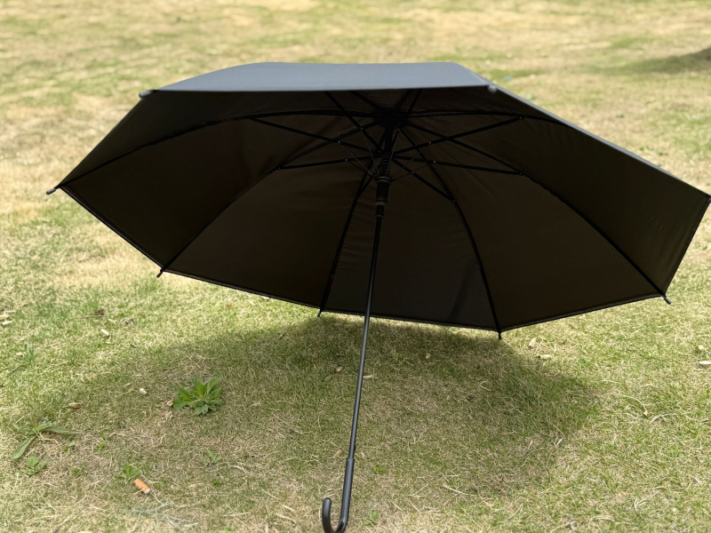 Aegis garās rokas reklāmas lietussargs, 8 ribu dzelzs rāmis, plastmasas audums, pilnībā automātiska atvēršana, iespējama logotipa drukāšana