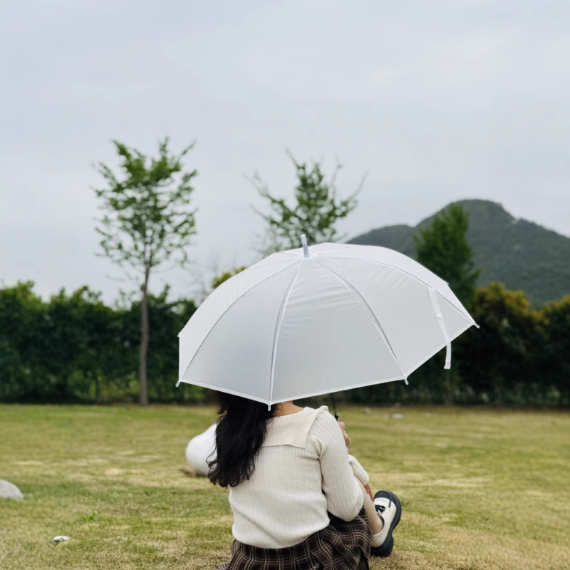 Aegis garās rokas reklāmas lietussargs, 8 ribu dzelzs rāmis, plastmasas audums, pilnībā automātiska atvēršana, iespējama logotipa drukāšana