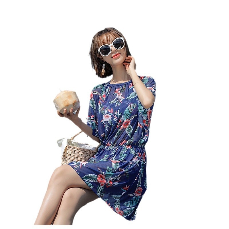 Moterų split maudymosi kostiumėlis su ilgomis rankovėmis, spaudinimas, poliesterio audinys su liemenėle, krūties pagalvėlės, be plieno laikiklio.