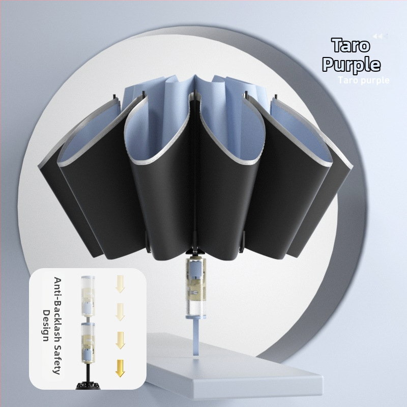 Trīsdaļīgs lietussargs ar ārējo apgriešanu, pilnīgi automātiska atvēršana un aizvēršana, 10 ribas, UPF > 50, audums 190T