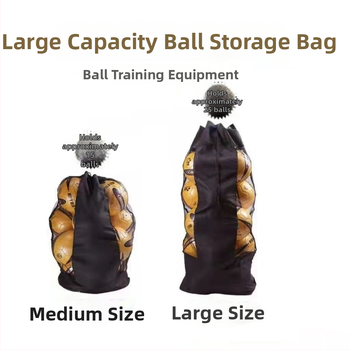 Kamuolių laikymo krepšys futbolui, krepšiniui ir tinkliniam sportui – tvirta Oxford tinklelio medžiaga, tinkamas lauko naudojimui, talpa 15–25 kamuolių, pritaikoma, prekės ženklas Heavenly