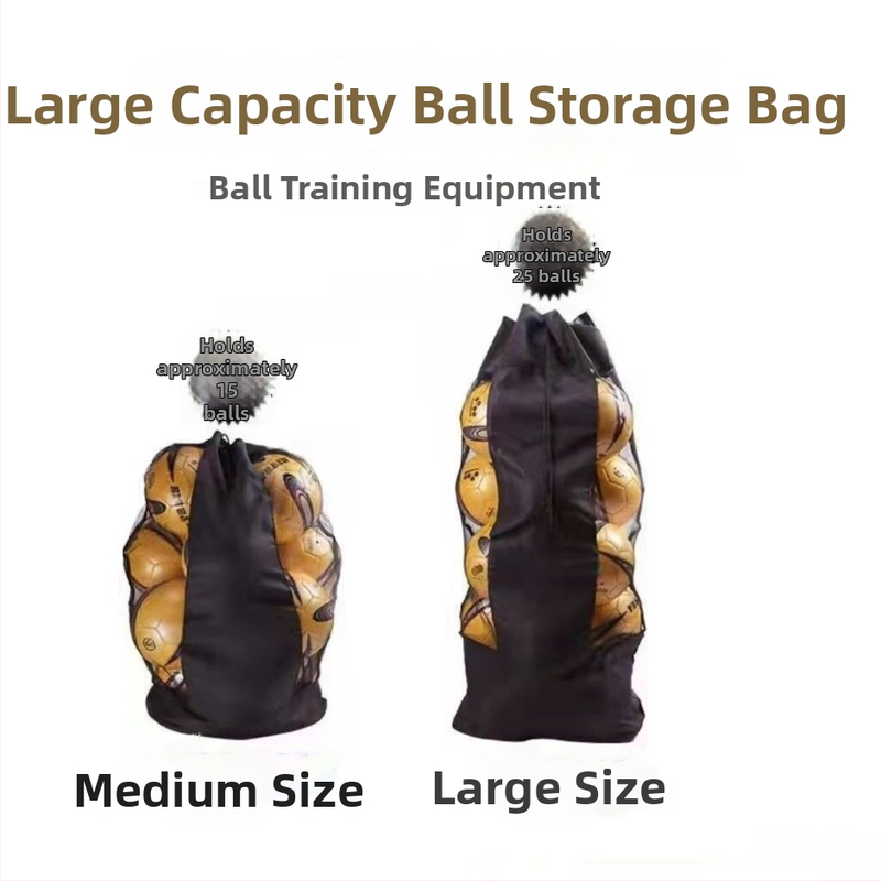 Bumbu uzglabāšanas soma futbolam, basketbolam un volejbolam – blīva oxford auduma siets, piemērots ārējiem apstākļiem, ietilpība 15–25 bumbiņas, pielāgojama, zīmols Heavenly