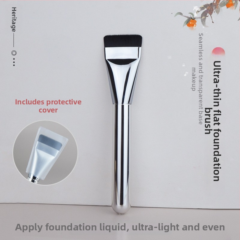 Meigiharja lamepea, mitmekülgne kasutus: aluseks toonile, näomaski ja peitekreemile; sünteetilised karvad, plastikkäepide, pikk käepide, 1 tk, Hengrun