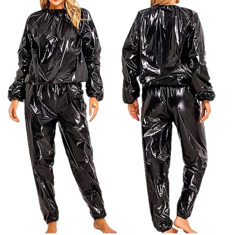 Unisex PVC sauna odijelo za fitness i trčanje – tkanina PVC s vinil kloridom, jednofarbni uzorak, nošenje kroz cijelu godinu
