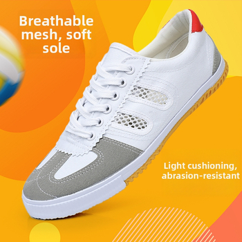 Uniszex hálós anyagú röplabda cipő, fűzővel, légáteresztő és kopásálló, gumitalp, vulkanizált felépítés, röplabdához és edzéshez