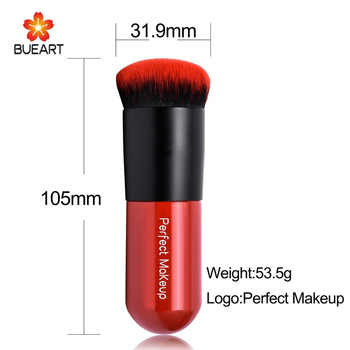 Pensulă pentru fond de ten cu mâner din lemn (1 bucată, peri sintetice, ambalaj OPP, marca BUEART)