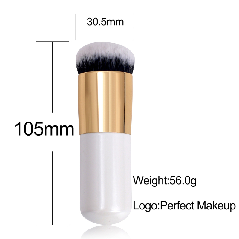 Pensulă pentru fond de ten cu mâner din lemn (1 bucată, peri sintetice, ambalaj OPP, marca BUEART)