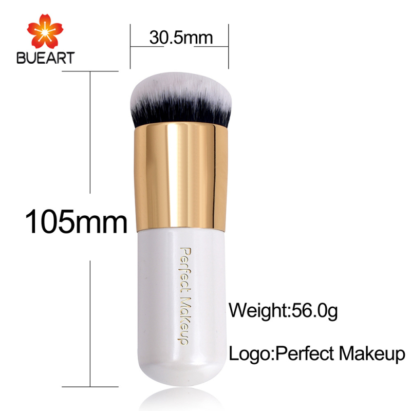 Pensulă pentru fond de ten cu mâner din lemn (1 bucată, peri sintetice, ambalaj OPP, marca BUEART)