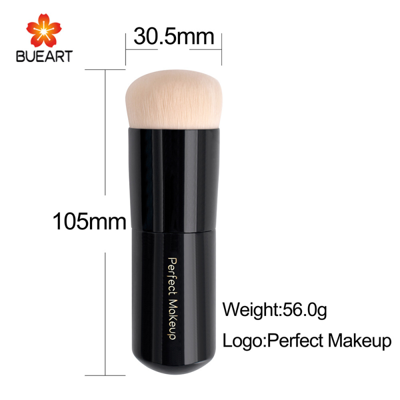 Pensulă pentru fond de ten cu mâner din lemn (1 bucată, peri sintetice, ambalaj OPP, marca BUEART)