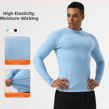 Meeste pikkade varrukatega kompressioonitreeningupluus, ühetvärviline, kiiresti kuivav hingav kiudsegu, 75% nailon, 25% spandeks vooder, sobib talveks, kevadeks ja sügiseks