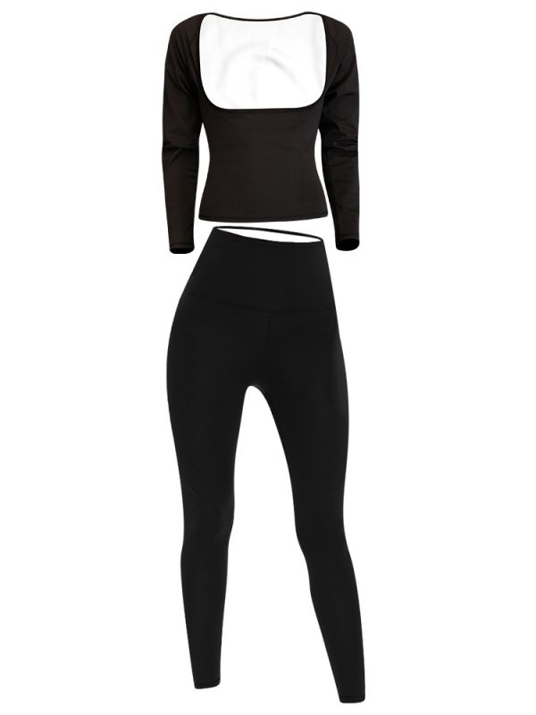 Naiste Lycra fitness komplekt koos toppi ja püksidega – ühtlane värv; 82% polüester, 18% spandeks; vooder hõbedase kilega 100; sobib kõigile aastaaegadele; jooksu ja treeningu jaoks