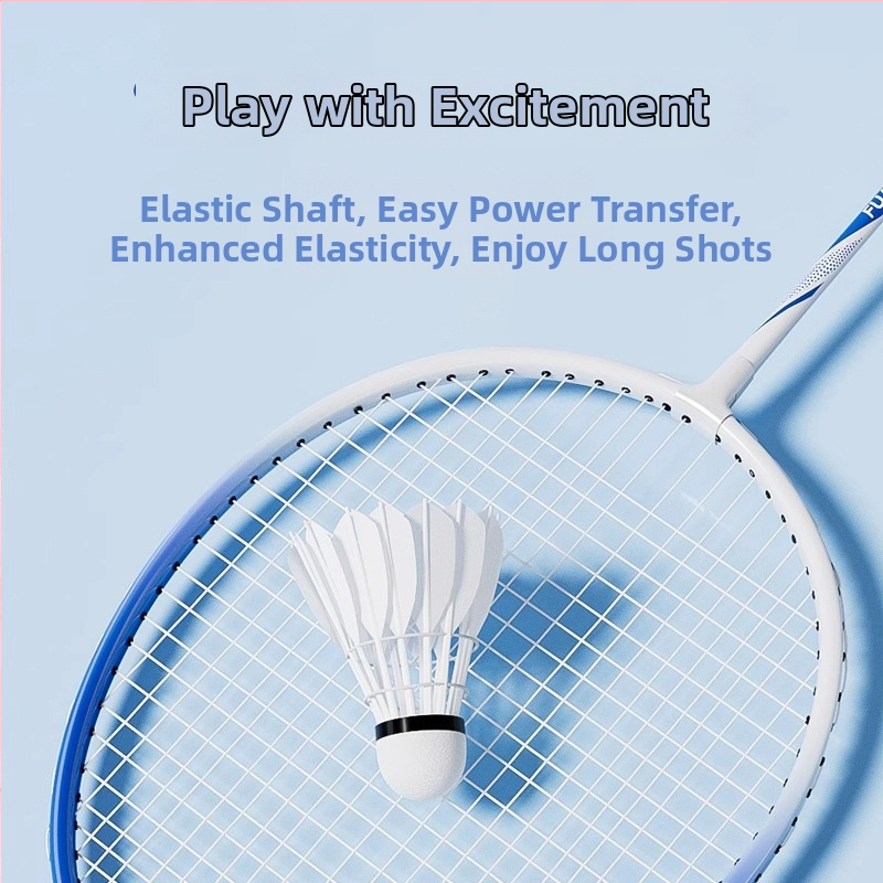Set badmintonových rakiet – rám železného zliatiny, nylonové struny, priamy úder, set pre singles aj doubles, pre začiatočníkov