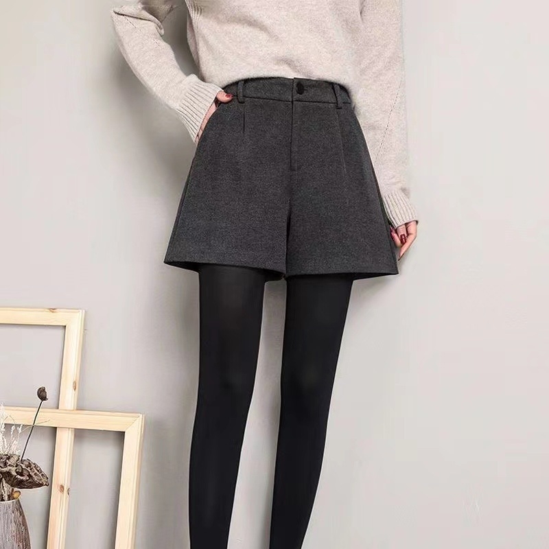 Pantaloni casual dama, talie înaltă, croială dreaptă, lungime trei sferturi, țesătură groasă, colecția de iarnă 2023