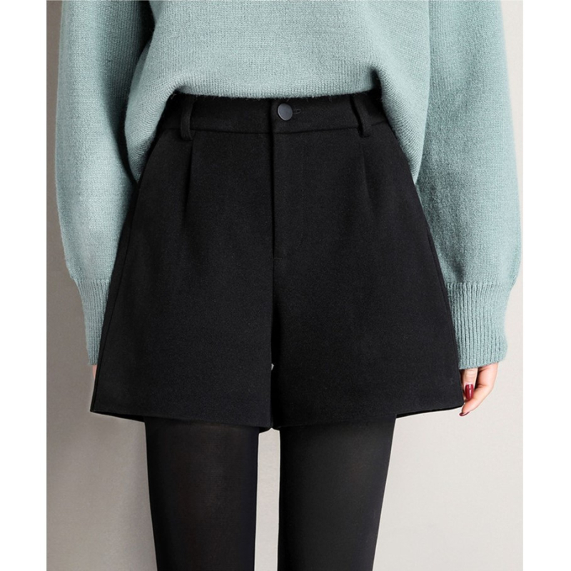 Pantaloni casual dama, talie înaltă, croială dreaptă, lungime trei sferturi, țesătură groasă, colecția de iarnă 2023