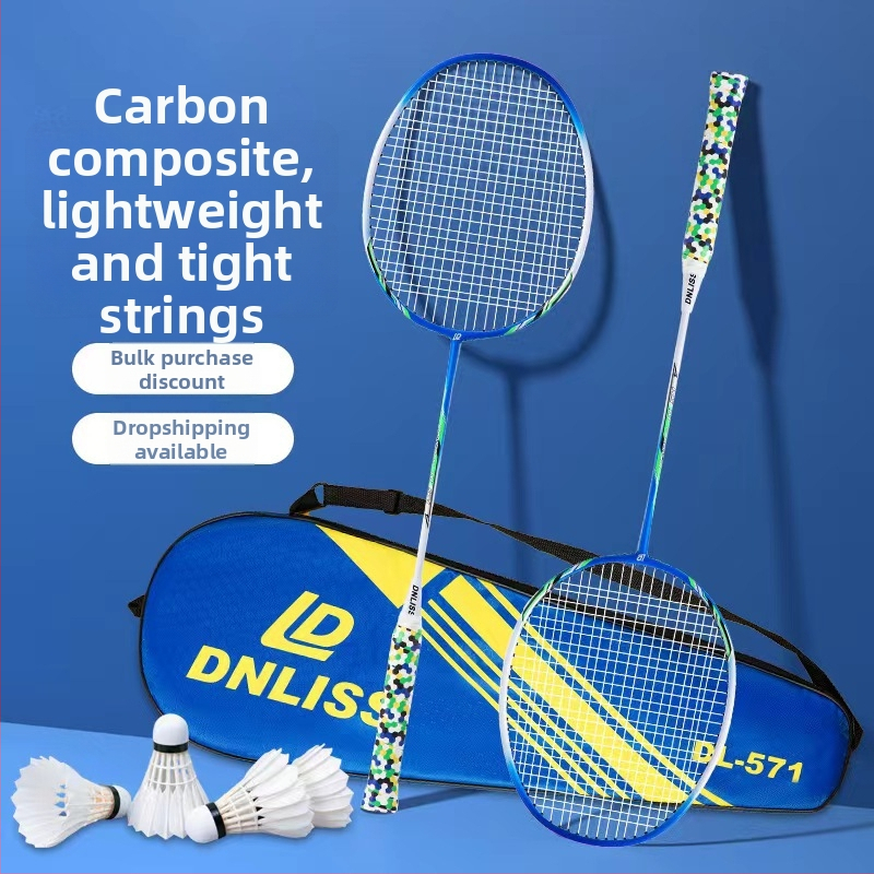 Raketa za badminton s direktnim udarom – karbonska konstrukcija, težina 95–100 g, drška G2, srednja tvrdoća, set od dvije rakete