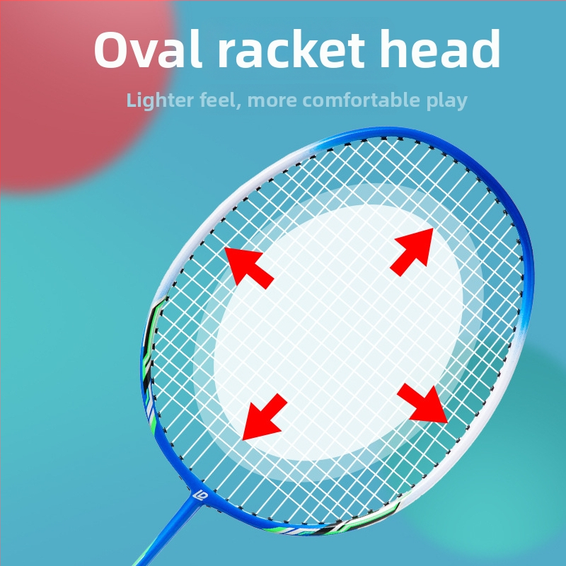 Raketa za badminton s direktnim udarom – karbonska konstrukcija, težina 95–100 g, drška G2, srednja tvrdoća, set od dvije rakete