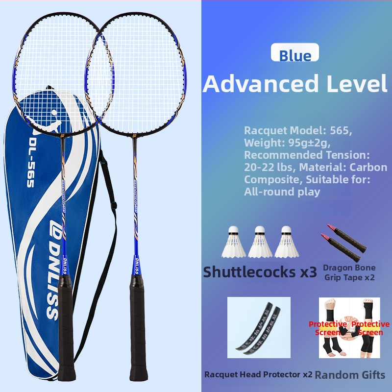 Raketa za badminton s direktnim udarom – karbonska konstrukcija, težina 95–100 g, drška G2, srednja tvrdoća, set od dvije rakete