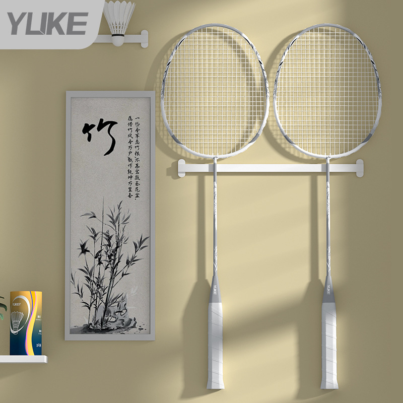 Rachetă badminton Yuke, ramă din fibră de carbon, șnururi din nylon, 6 buc., 95–100 g, rigidă, lovire directă, pentru adolescenți