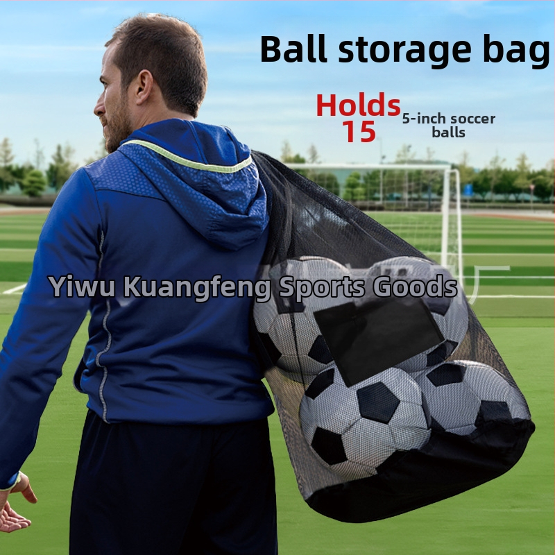 Nešiojama kamuolių tinklinė krepšys su pečių diržu futbolui, krepšiniui ir tinkliniams žaidimams; Oxford audinys; tinkamas sportui ir lauke