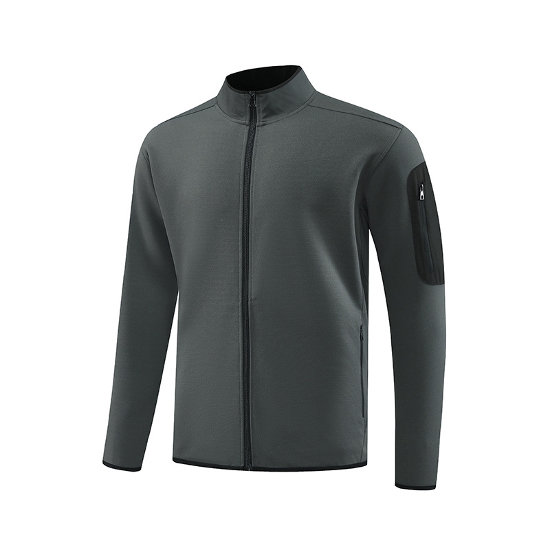 Vyrų lauko vėjinė striukė su stovimu kaklu, ilgomis rankovėmis, tampri poliesterio-spandekso medžiaga 96/4, ruduo