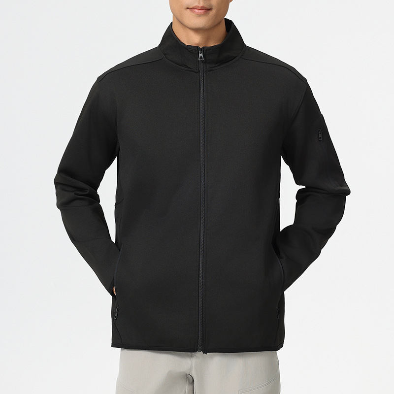 Vyrų lauko vėjinė striukė su stovimu kaklu, ilgomis rankovėmis, tampri poliesterio-spandekso medžiaga 96/4, ruduo