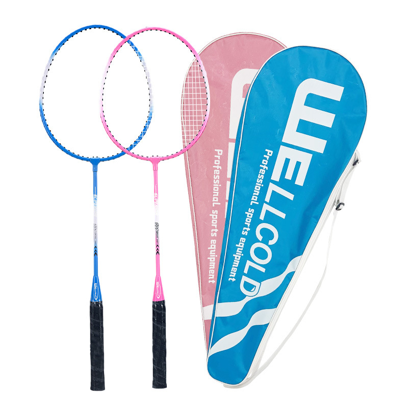 Raquetă de badminton pentru începători cu atac și apărare integrate, pentru adulți, set de 2 bucăți, greutate 95–100 g, mâner G3, tijă rigidă, cadru din feroaliaj