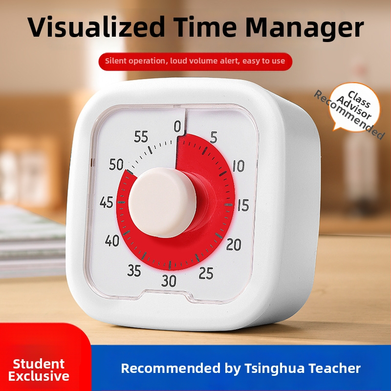 Õpilastele mõeldud visuaalne kodutöö taimer, analoogne näidik ja kronograaf, ruudukujuline plastikkorpus, automaatne mehhanism