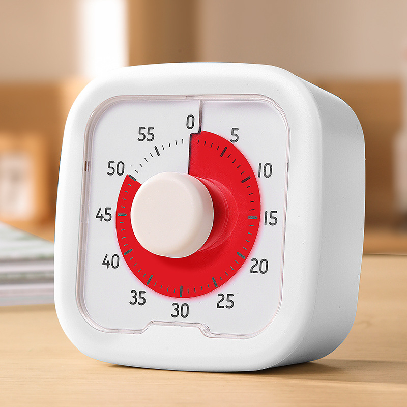 Cronometru vizual pentru elevi, afișaj analogic și cronograf, carcasă pătrată din plastic, mișcare mecanică automată