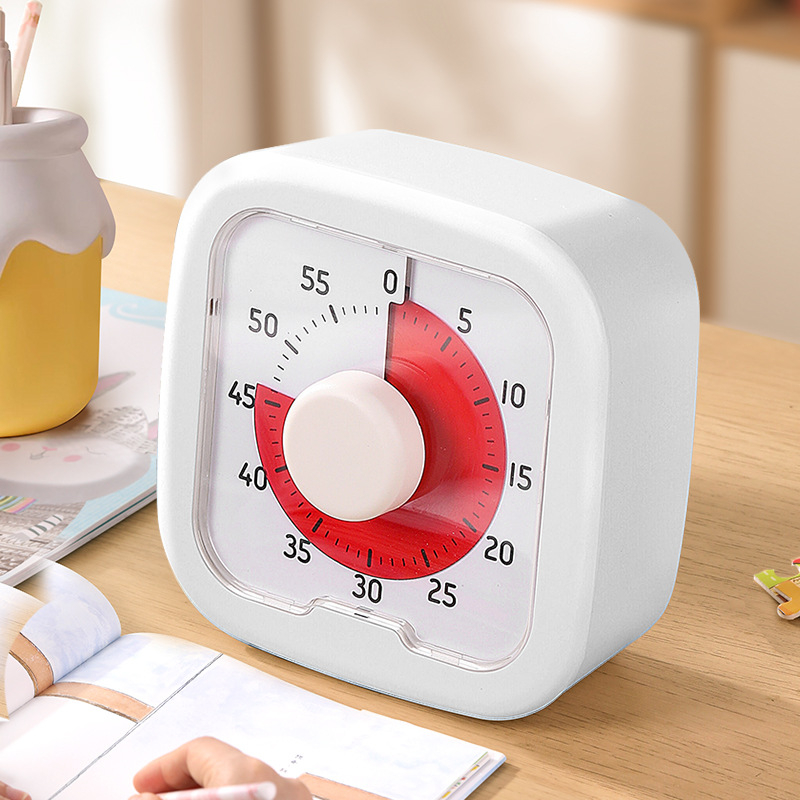 Cronometru vizual pentru elevi, afișaj analogic și cronograf, carcasă pătrată din plastic, mișcare mecanică automată