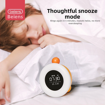 Benish Timer vizual pentru copii, pentru auto-disciplină în învățare – afișaj LED, alarmă, cronograf și calendar; corp rotund din plastic, alimentare cu baterii, proiecția ceasului.