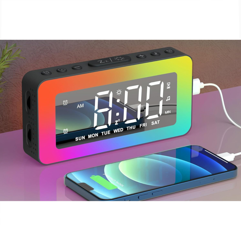 LED budík s USB napájaním, snooze funkcia, nočné svetlo, 24-hodinový displej