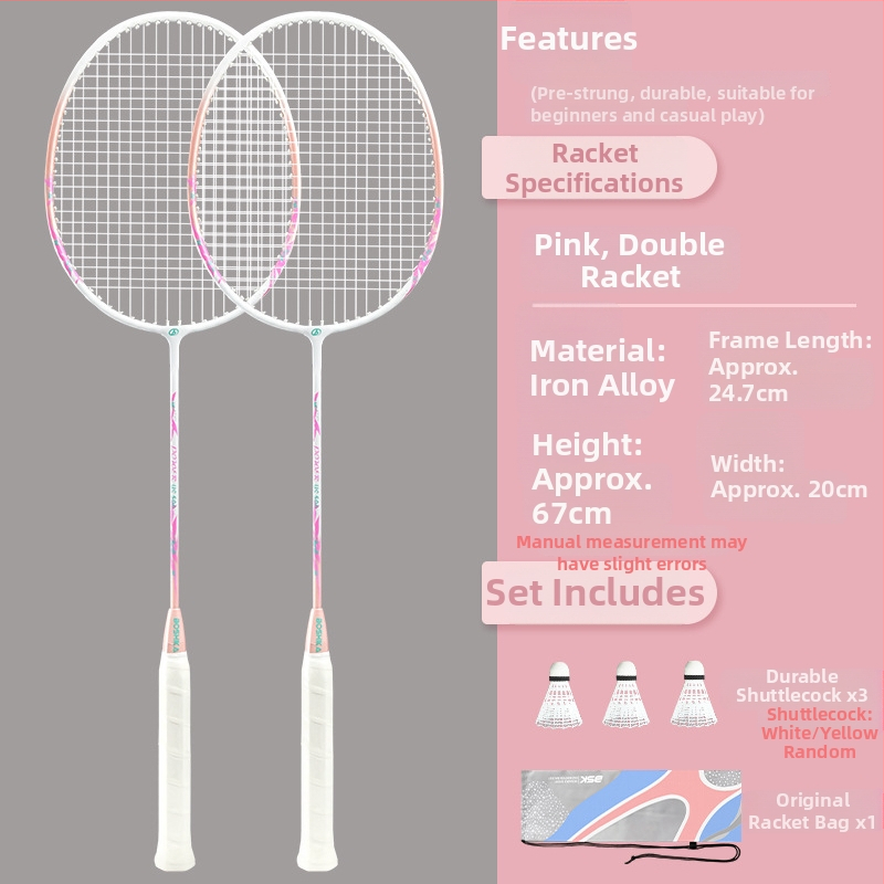 Badminton raketė Bushi Card — ferroalijos rėmas, nailoninės virvės, pradedantiesiems jaunimui, vidutinė standumas, logotipo spausdinimas galimas