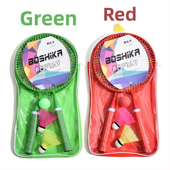 Set detských rakiet na badminton s možnosťou prispôsobenia a tlačeným logom; rám z ferro zliatiny, nylonové struny, 50 párov