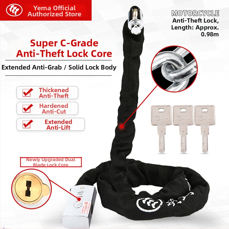 Láncos zár kerékpárokhoz és elektromos kerékpárokhoz — edzett acél, vágás elleni védelem, 1,5 kg, modellek 5100/5120/5300/5320