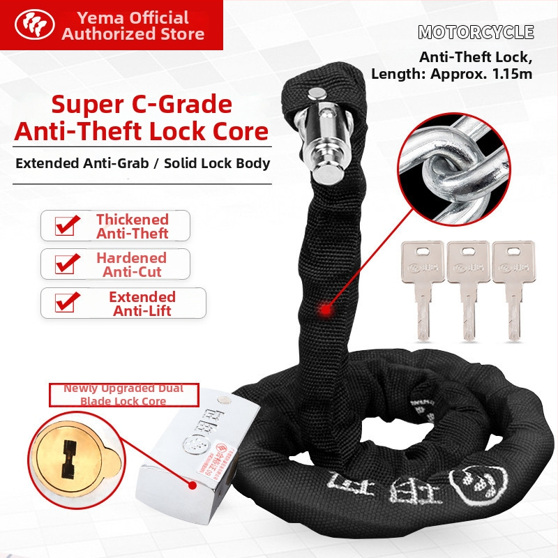 Láncos zár kerékpárokhoz és elektromos kerékpárokhoz — edzett acél, vágás elleni védelem, 1,5 kg, modellek 5100/5120/5300/5320