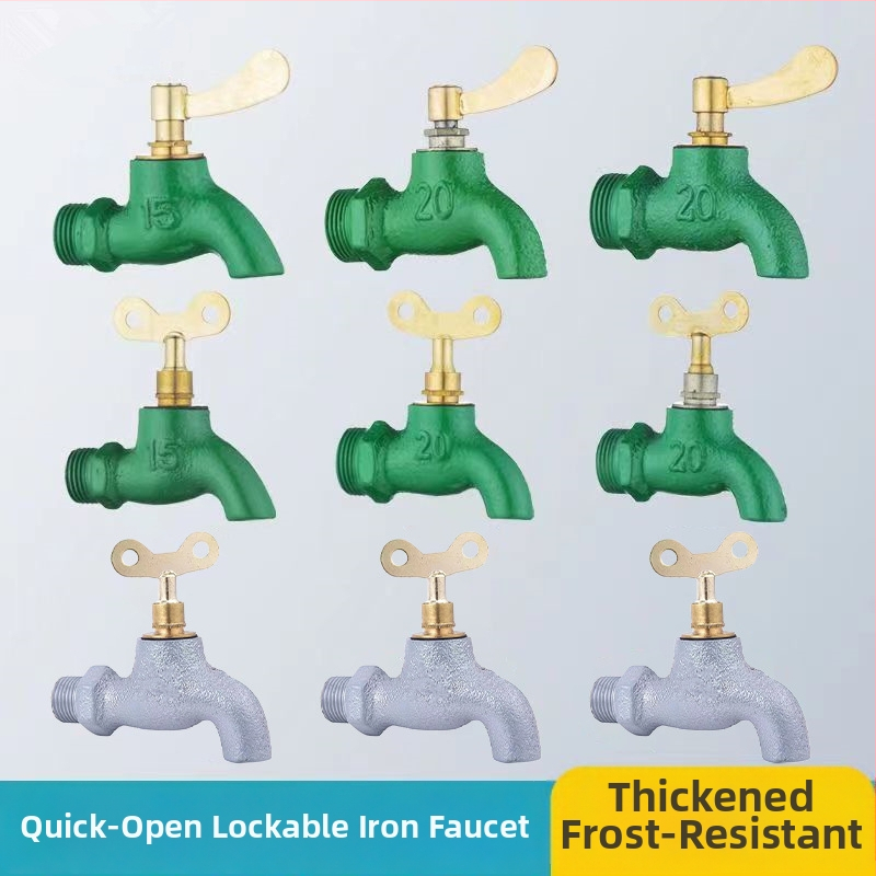 Vienviru aukstā izlietnes krāns ar dzelzs korpusu, keramiska kartrīdža vārsts, iebūvēts sienā, spirālveida atvērums