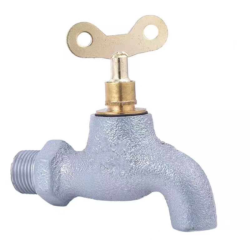 Кран за мивка с един студен поток, железен корпус, керамичен картридж вентил, вградена стенна инсталация, спирално отваряне