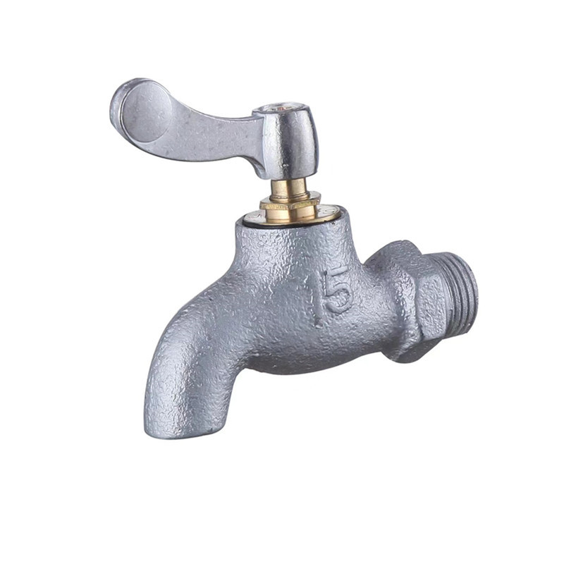 Кран за мивка с един студен поток, железен корпус, керамичен картридж вентил, вградена стенна инсталация, спирално отваряне