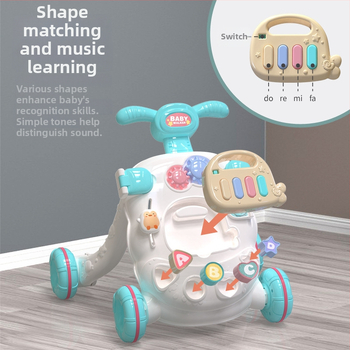 Bērnu staigātājs ar muzikālu spēļu galdu, transformējams spēļu galds, plastmasas konstrukcija, piemērots vecumam 0–3 gadi