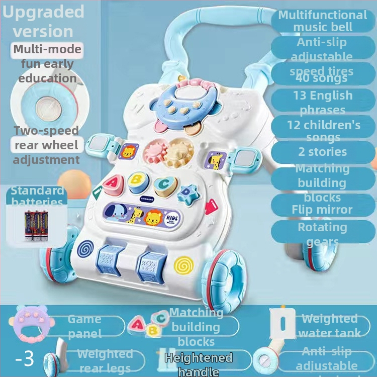 Bērnu staigātājs ar muzikālu spēļu galdu, transformējams spēļu galds, plastmasas konstrukcija, piemērots vecumam 0–3 gadi