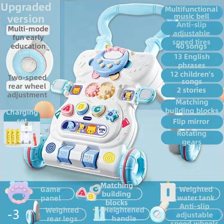 Bērnu staigātājs ar muzikālu spēļu galdu, transformējams spēļu galds, plastmasas konstrukcija, piemērots vecumam 0–3 gadi