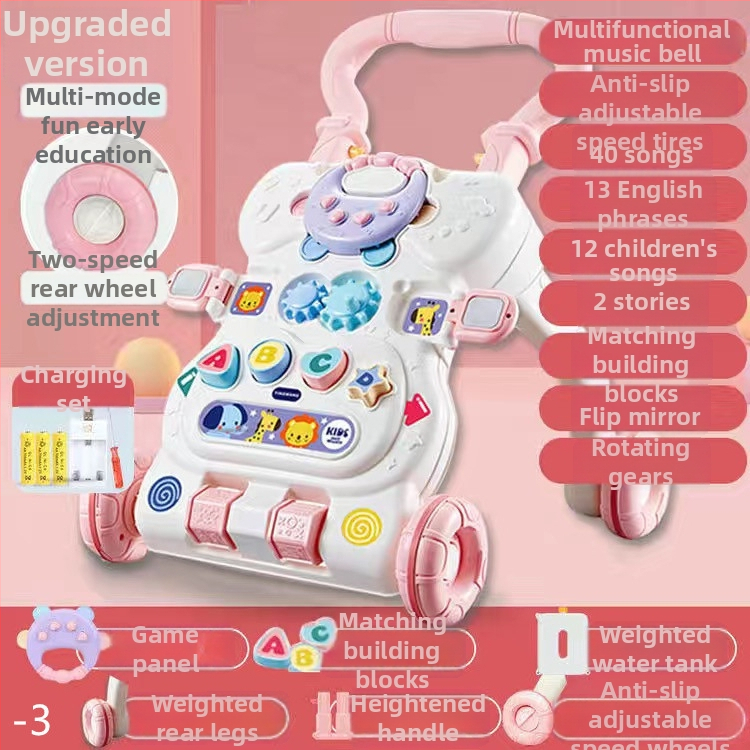 Bērnu staigātājs ar muzikālu spēļu galdu, transformējams spēļu galds, plastmasas konstrukcija, piemērots vecumam 0–3 gadi